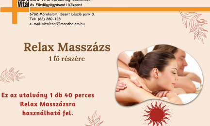 40 perces Relax Masszázs- 1 fő részére